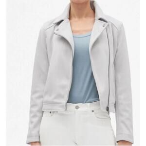 Banana Republic Faux Suede Gray Full-Zip Moto Jacket Women's Size Large